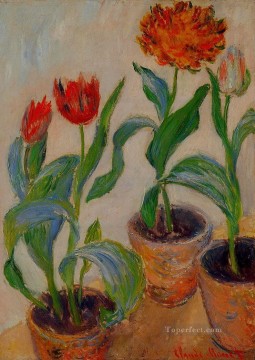 チューリップ 3 ポット クロード・モネ 印象派の花 Oil Paintings